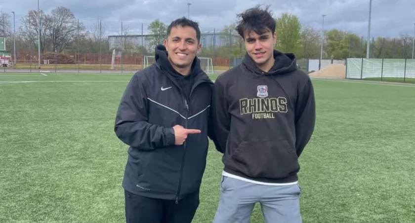 Kuba Sema w Düsseldorfie na testach do NFLAcademy. / Zdjęcie: Rhinos Wyszków