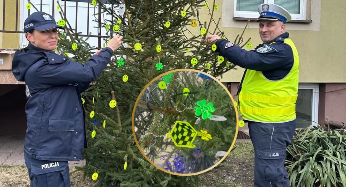 Policjanci z Wyszkowa kolejny rok wyszli z inicjatywą „Rozbierz Naszą choinkę - jeszcze przed świętami”. / Zdjęcie: KPP w Wyszkowie 