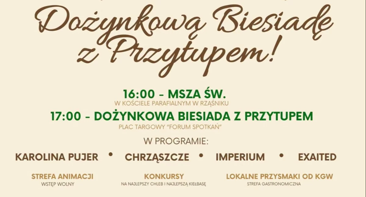 Niebawem - Dożynkowa Biesiada z Przytupem w Rząśniku!