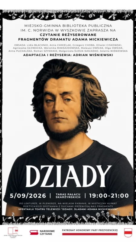 „Dziady” zabrzmią po zmroku w Wyszkowie. Narodowe Czytanie na tarasie Pałacu Skarżyńskich