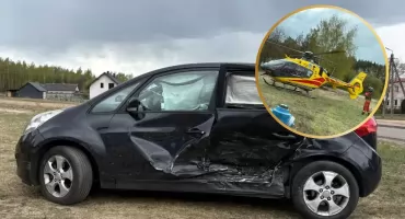 W Sieczychach lądował helikopter. Dwie osoby trafiły do szpitala 