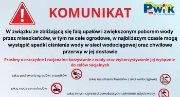 Fala upałów. PWiK Wyszków apeluje o oszczędzanie wody i wprowadza ograniczenia